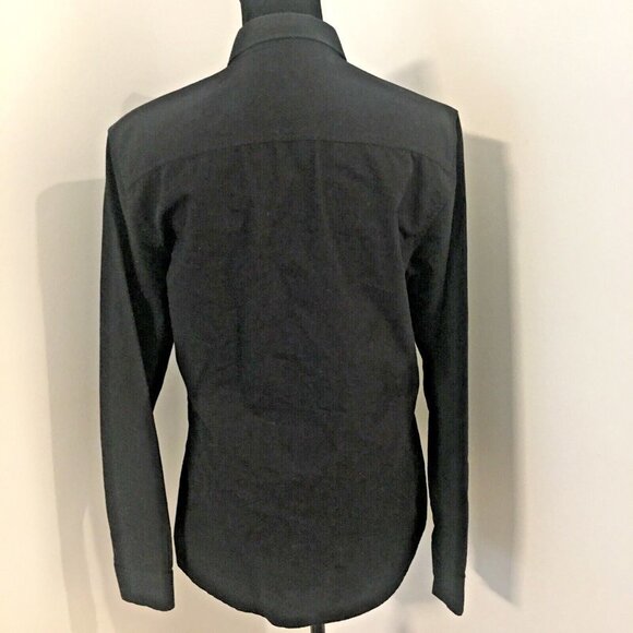 ARMANI EXCHANGE 2015 Black Textured Hidden Buttons Pocket Slim Shirt Men's Small - Picture 4 of 9